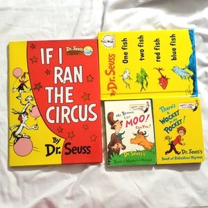 : 4 Dr. Seuss bright and early board beginner books if I ran the circus one fish